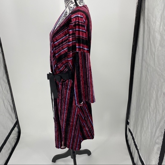 NY Collection Stripe Velvet Asymmetrical Dress - Picture 10 of 13